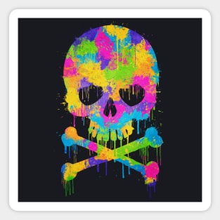 Abstract Trendy Graffiti Watercolor Skull Magnet